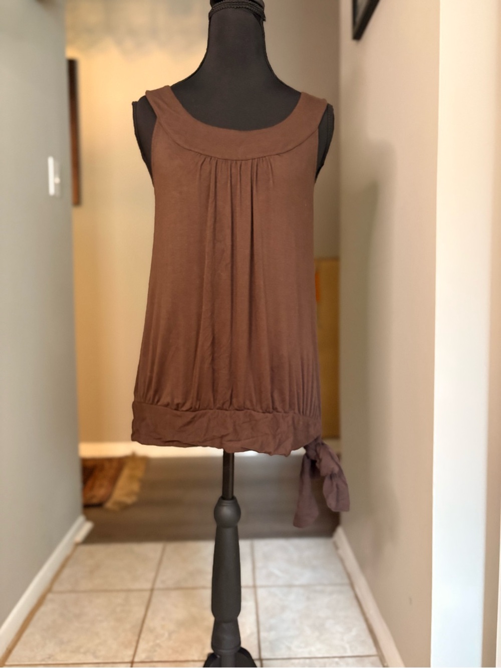 Apt. 9 Brown Sleeveless Tie-Hem Tank Top